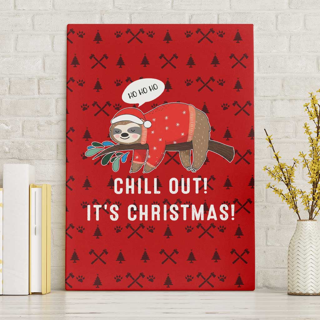 Sloth Chill Out Christmas Canvas Wall Art Xmas Holiday Patterns - Wonder Print Shop