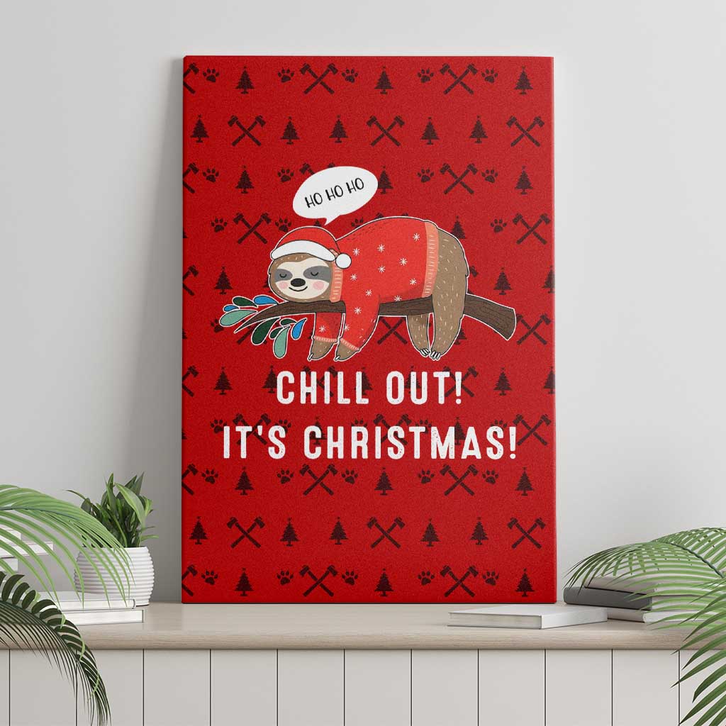 Sloth Chill Out Christmas Canvas Wall Art Xmas Holiday Patterns - Wonder Print Shop