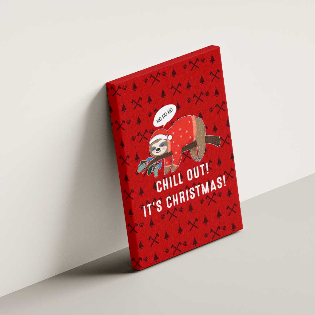 Sloth Chill Out Christmas Canvas Wall Art Xmas Holiday Patterns - Wonder Print Shop