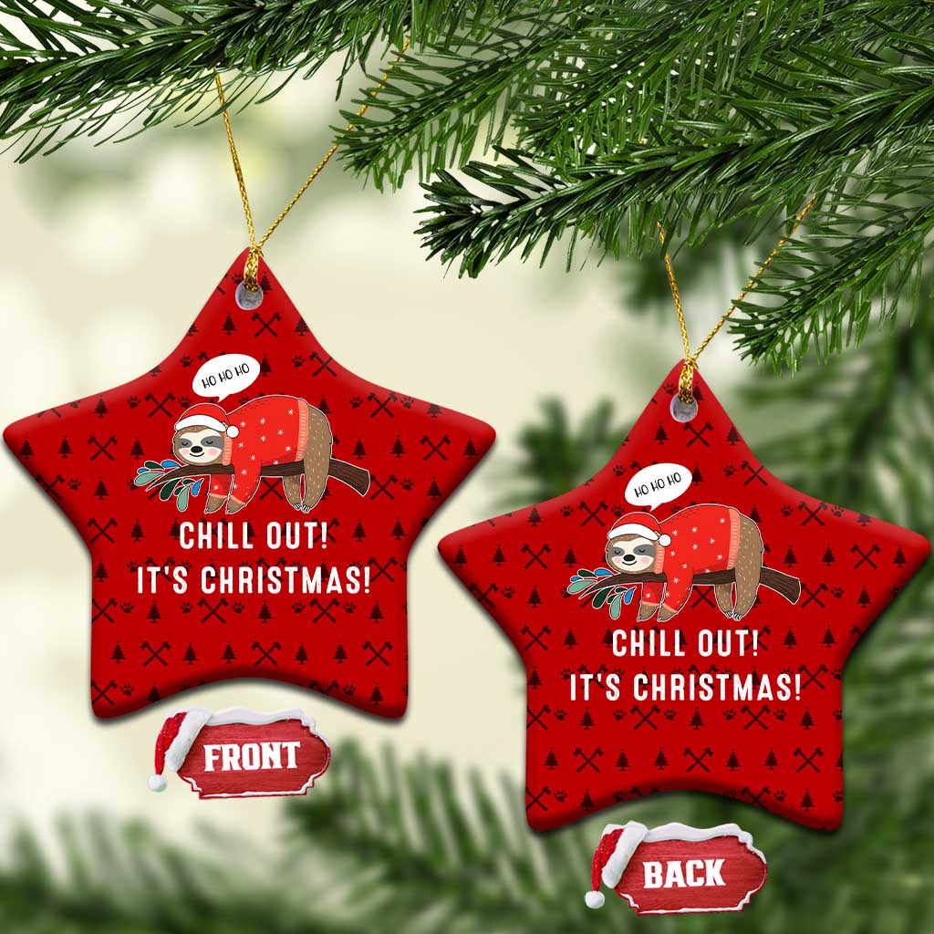 Sloth Chill Out Christmas Ceramic Ornament Xmas Holiday Patterns - Wonder Print Shop