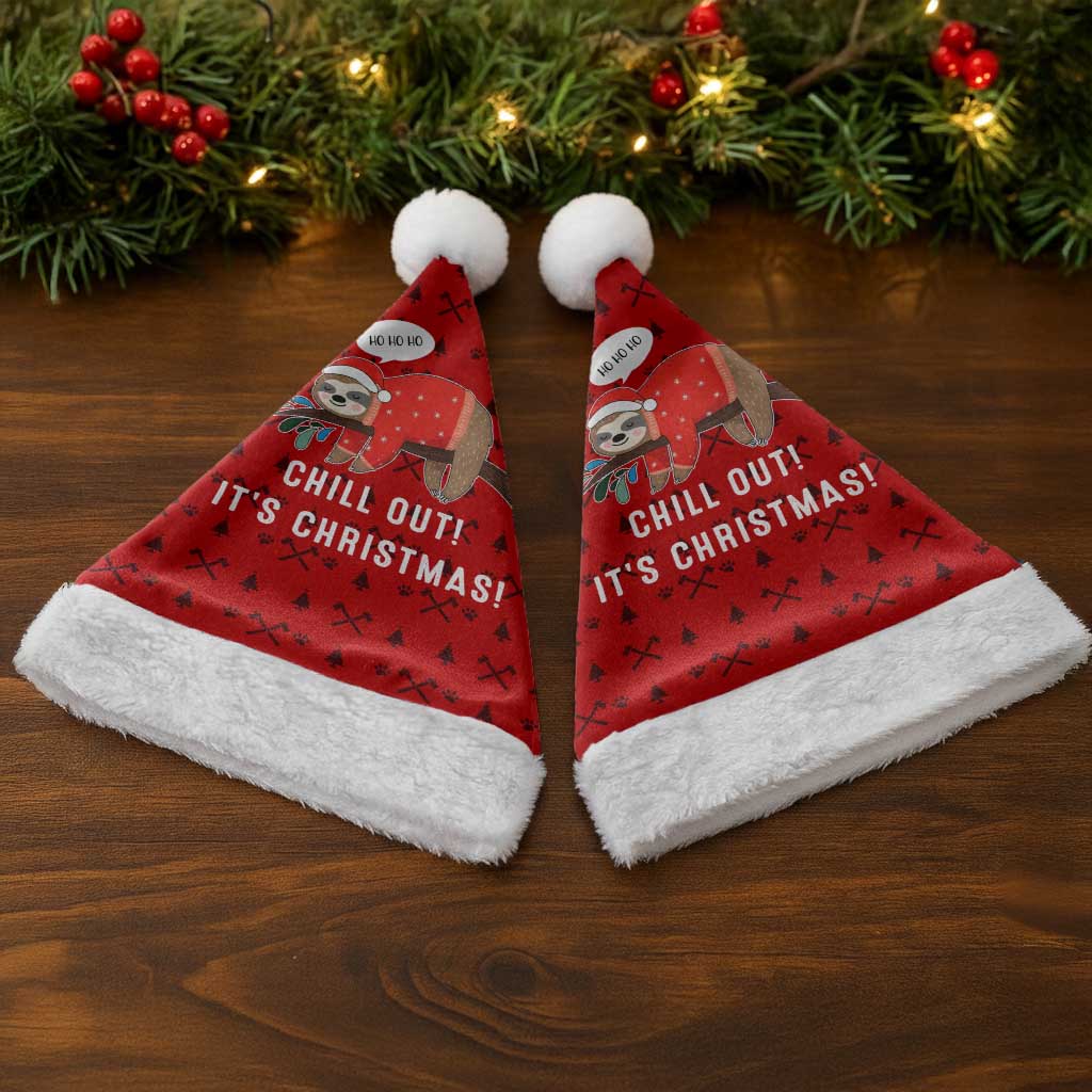 Sloth Chill Out Christmas Santa Hat Xmas Holiday Patterns - Wonder Print Shop