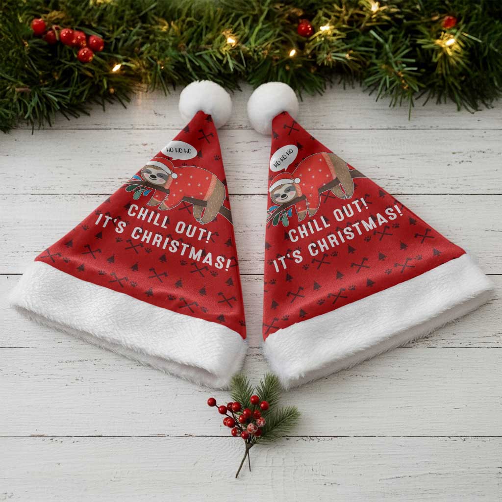 Sloth Chill Out Christmas Santa Hat Xmas Holiday Patterns - Wonder Print Shop