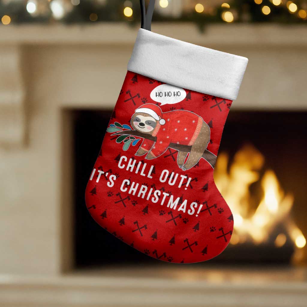Sloth Chill Out Christmas Stocking Xmas Holiday Patterns - Wonder Print Shop