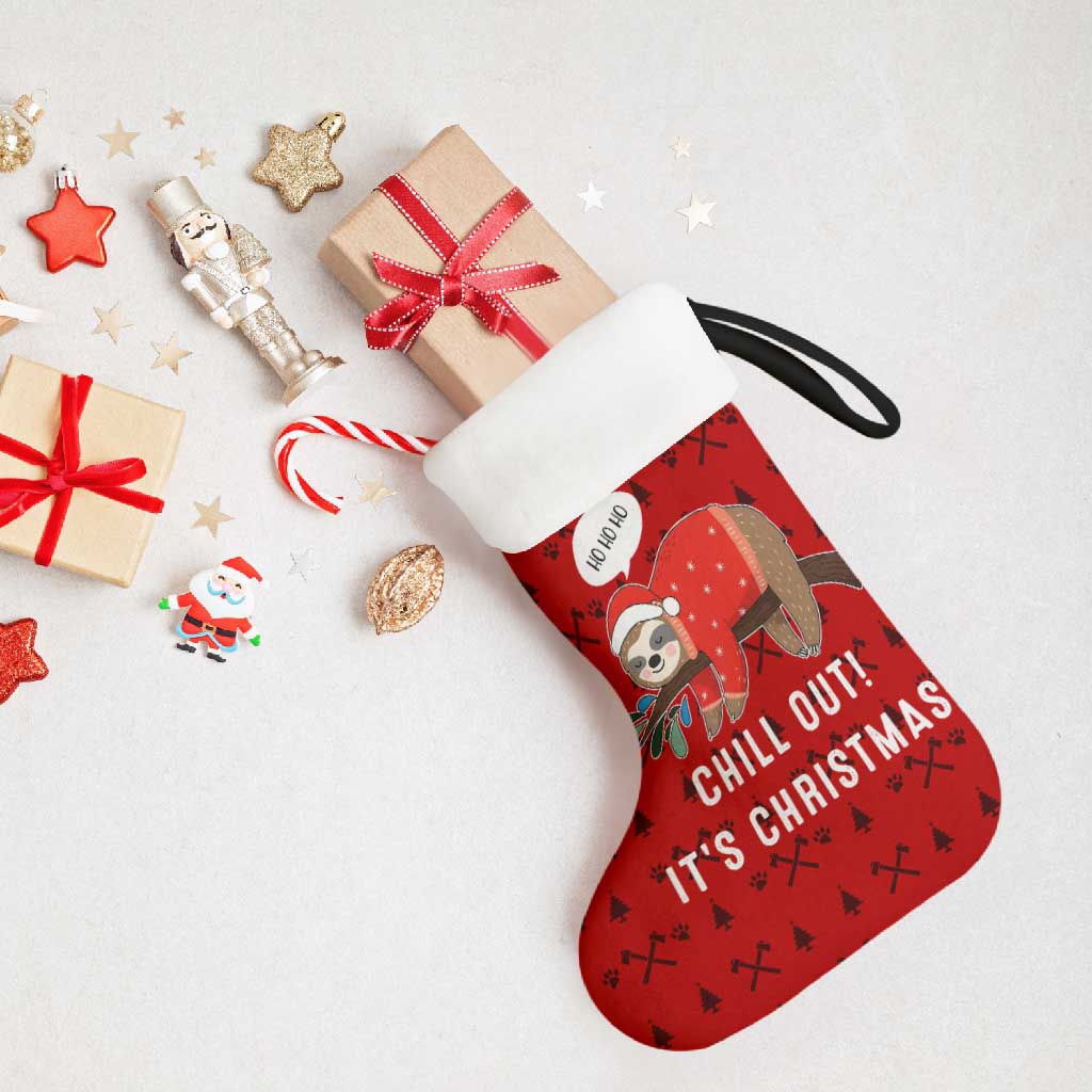 Sloth Chill Out Christmas Stocking Xmas Holiday Patterns - Wonder Print Shop