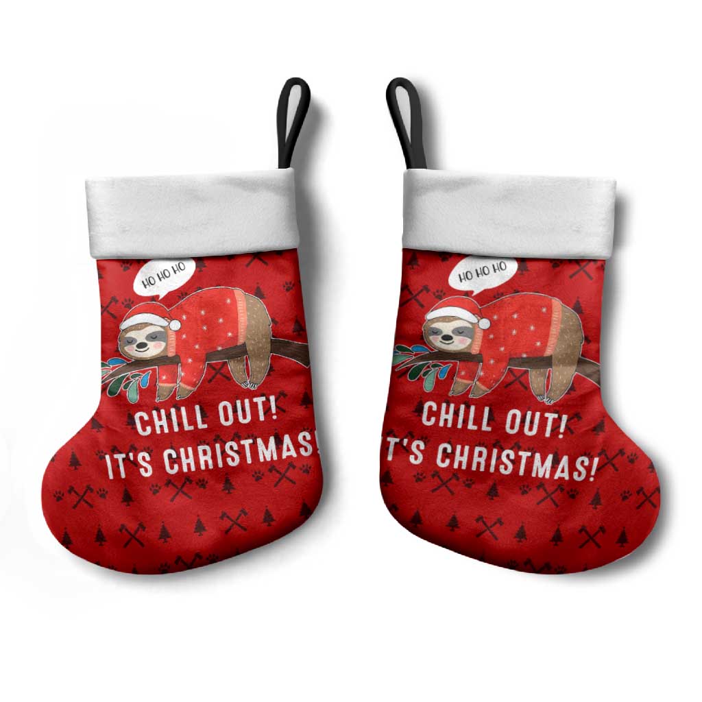 Sloth Chill Out Christmas Stocking Xmas Holiday Patterns - Wonder Print Shop