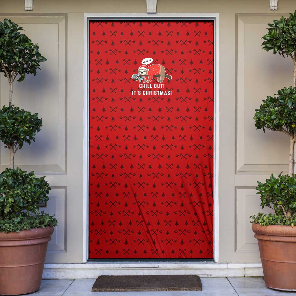 Sloth Chill Out Christmas Door Cover Xmas Holiday Patterns - Wonder Print Shop