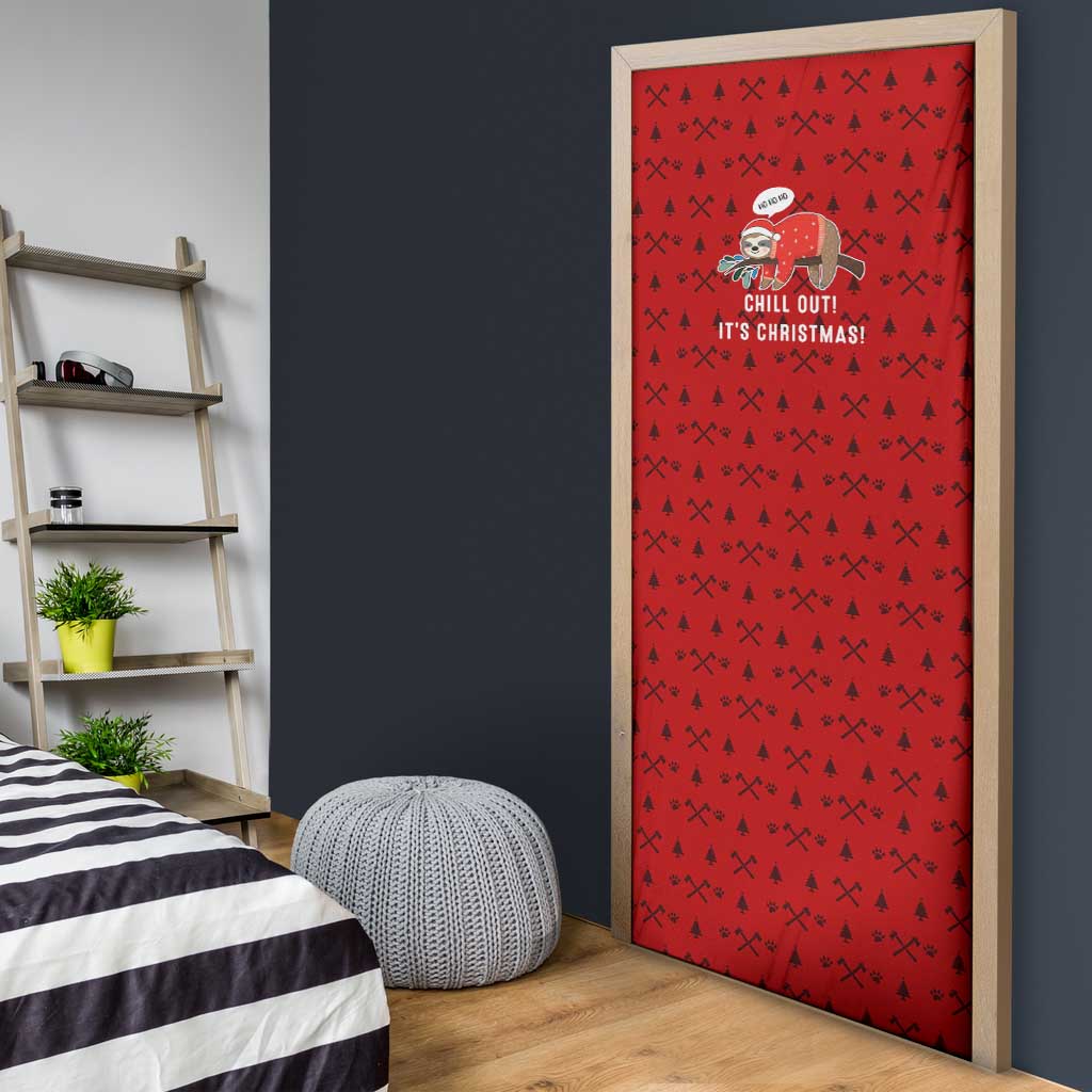 Sloth Chill Out Christmas Door Cover Xmas Holiday Patterns - Wonder Print Shop