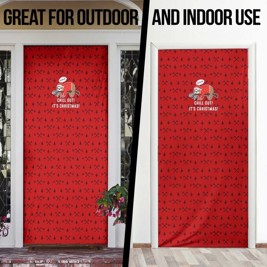 Sloth Chill Out Christmas Door Cover Xmas Holiday Patterns - Wonder Print Shop