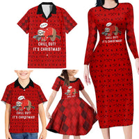 Sloth Chill Out Christmas Family Matching Long Sleeve Bodycon Dress and Hawaiian Shirt Xmas Holiday Patterns - Wonder Print Shop