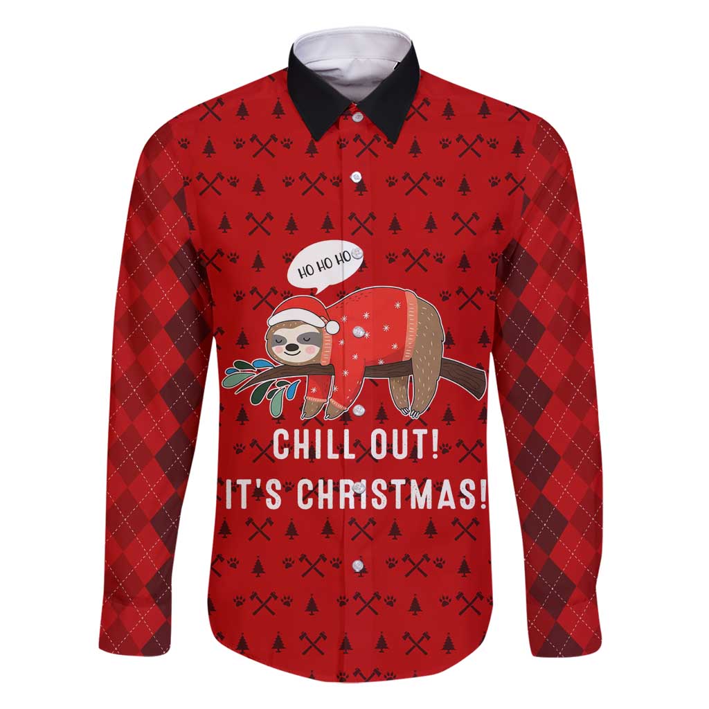 Sloth Chill Out Christmas Family Matching Long Sleeve Bodycon Dress and Hawaiian Shirt Xmas Holiday Patterns - Wonder Print Shop