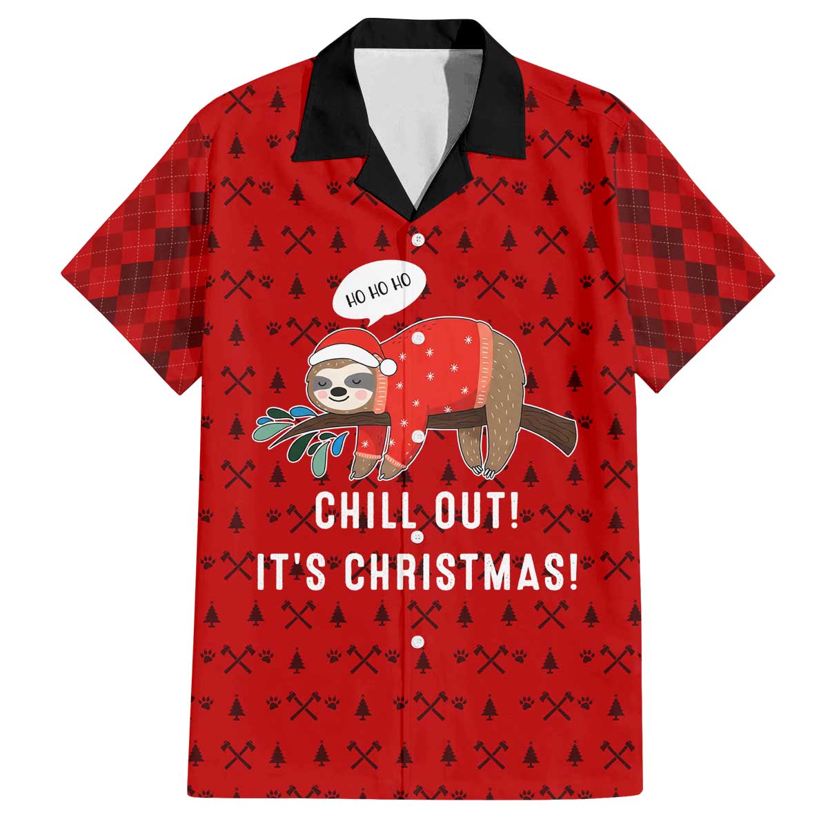 Sloth Chill Out Christmas Family Matching Off The Shoulder Long Sleeve Dress and Hawaiian Shirt Xmas Holiday Patterns - Wonder Print Shop