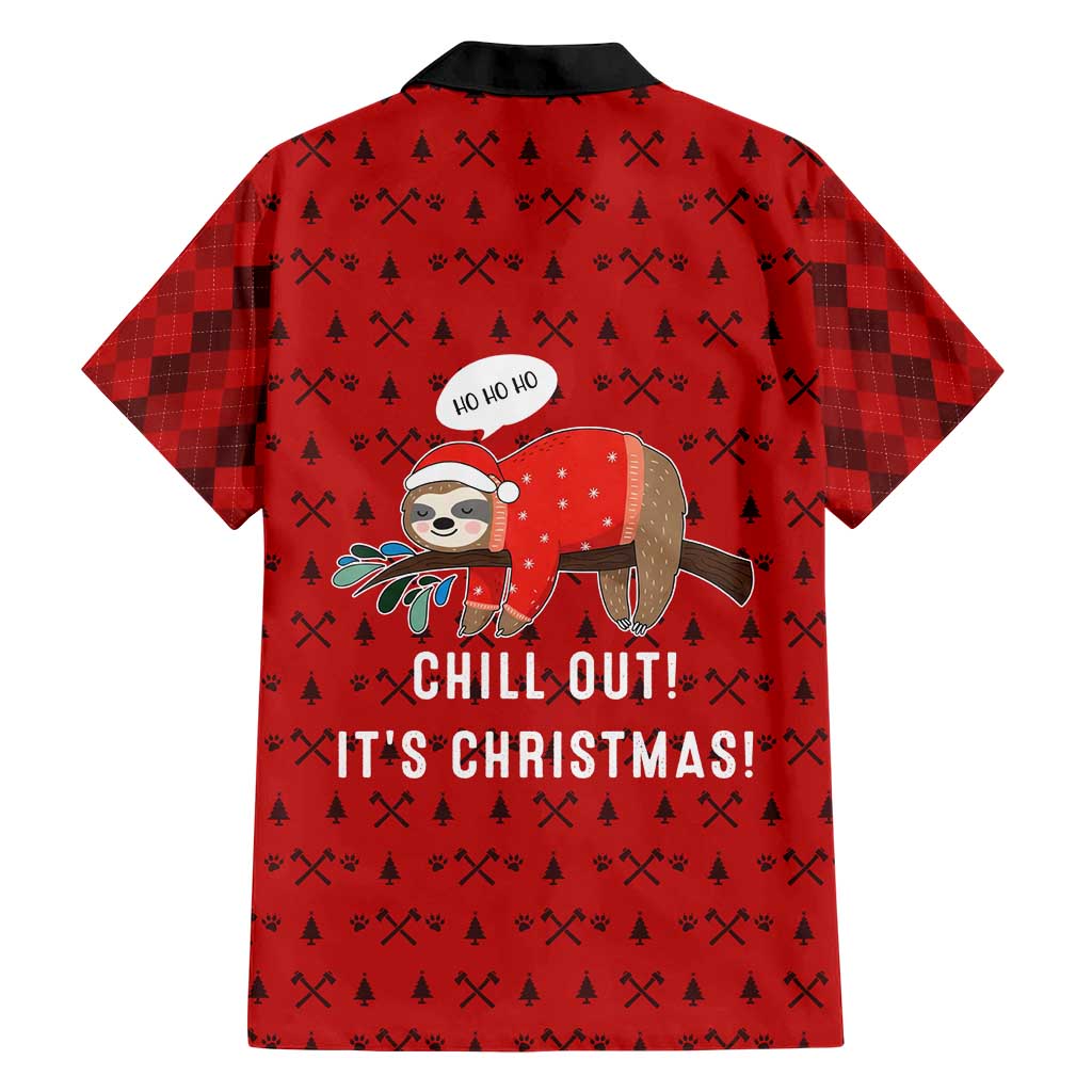 Sloth Chill Out Christmas Family Matching Short Sleeve Bodycon Dress and Hawaiian Shirt Xmas Holiday Patterns - Wonder Print Shop