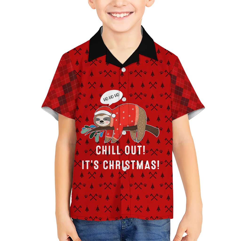 Sloth Chill Out Christmas Family Matching Short Sleeve Bodycon Dress and Hawaiian Shirt Xmas Holiday Patterns - Wonder Print Shop