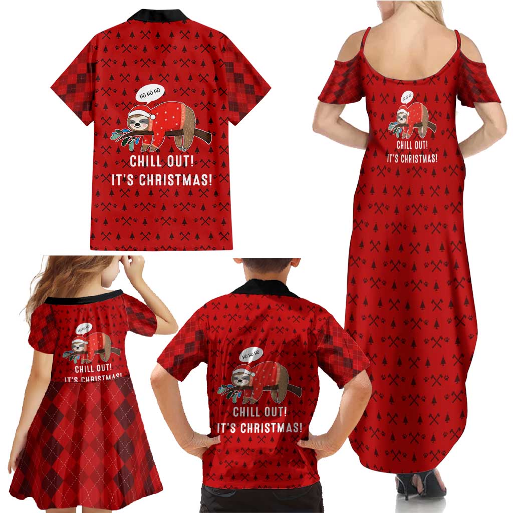 Sloth Chill Out Christmas Family Matching Summer Maxi Dress and Hawaiian Shirt Xmas Holiday Patterns - Wonder Print Shop