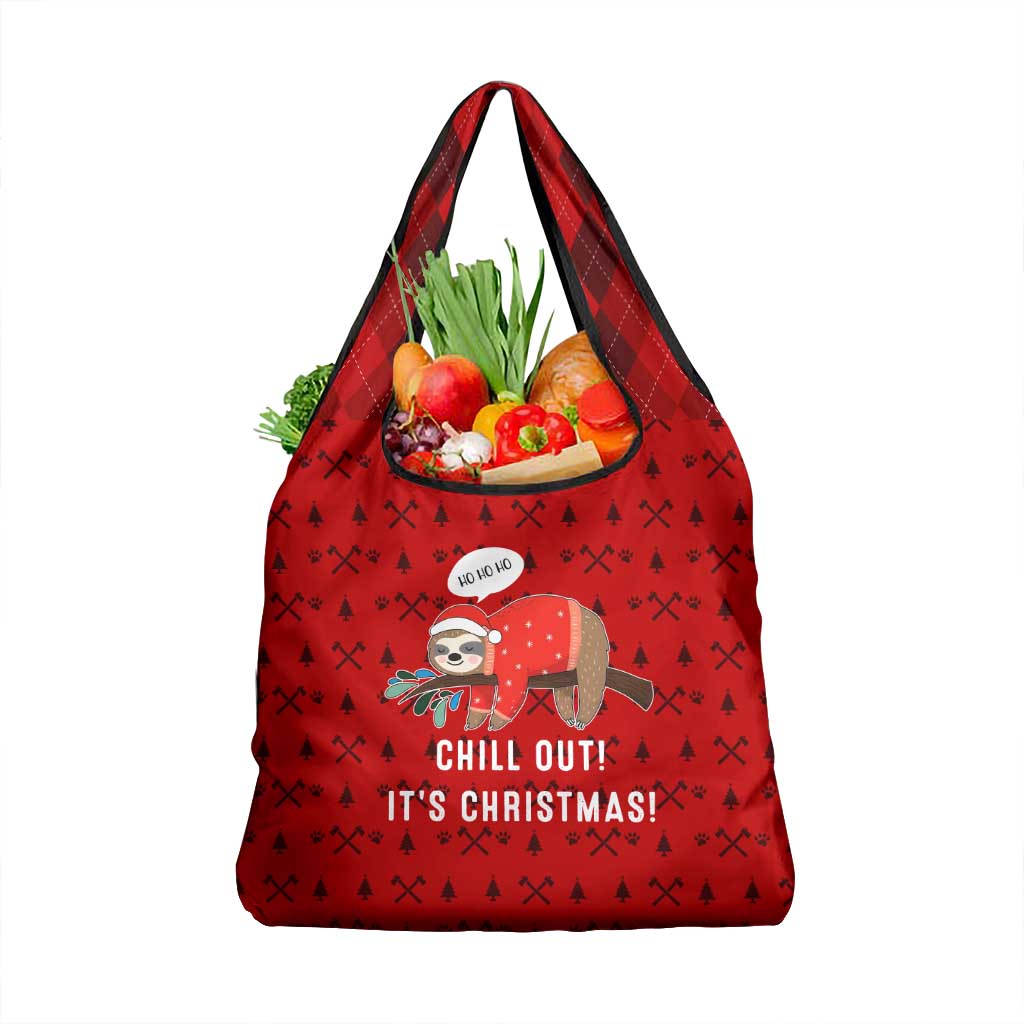 Sloth Chill Out Christmas Grocery Bag Xmas Holiday Patterns - Wonder Print Shop