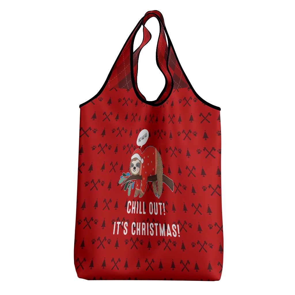 Sloth Chill Out Christmas Grocery Bag Xmas Holiday Patterns - Wonder Print Shop