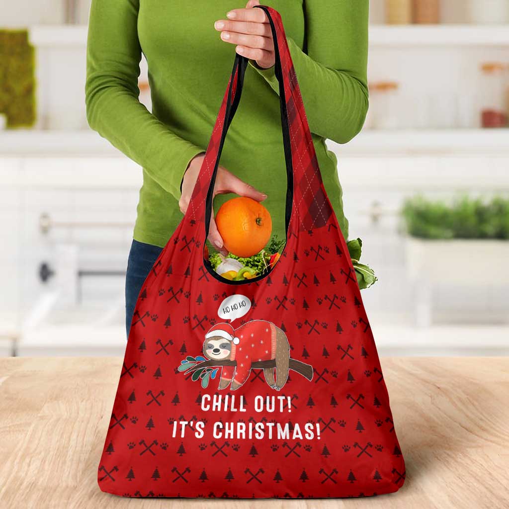 Sloth Chill Out Christmas Grocery Bag Xmas Holiday Patterns - Wonder Print Shop