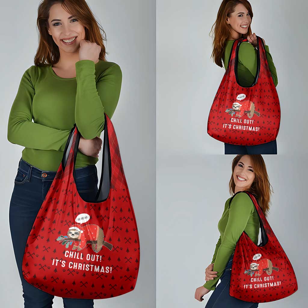 Sloth Chill Out Christmas Grocery Bag Xmas Holiday Patterns - Wonder Print Shop