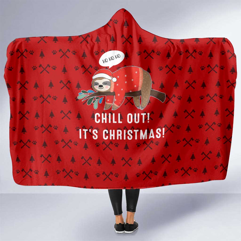 Sloth Chill Out Christmas Hooded Blanket Xmas Holiday Patterns - Wonder Print Shop