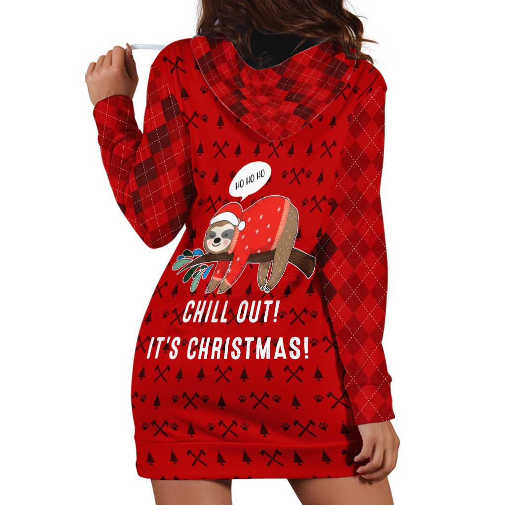 Sloth Chill Out Christmas Hoodie Dress Xmas Holiday Patterns - Wonder Print Shop