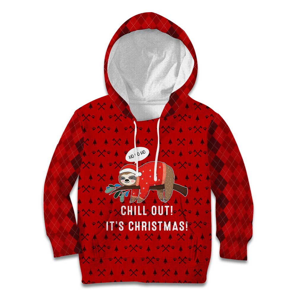 Sloth Chill Out Christmas Kid Hoodie Xmas Holiday Patterns - Wonder Print Shop