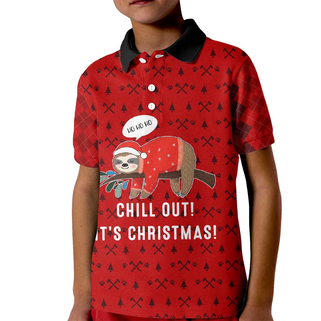 Sloth Chill Out Christmas Kid Polo Shirt Xmas Holiday Patterns - Wonder Print Shop