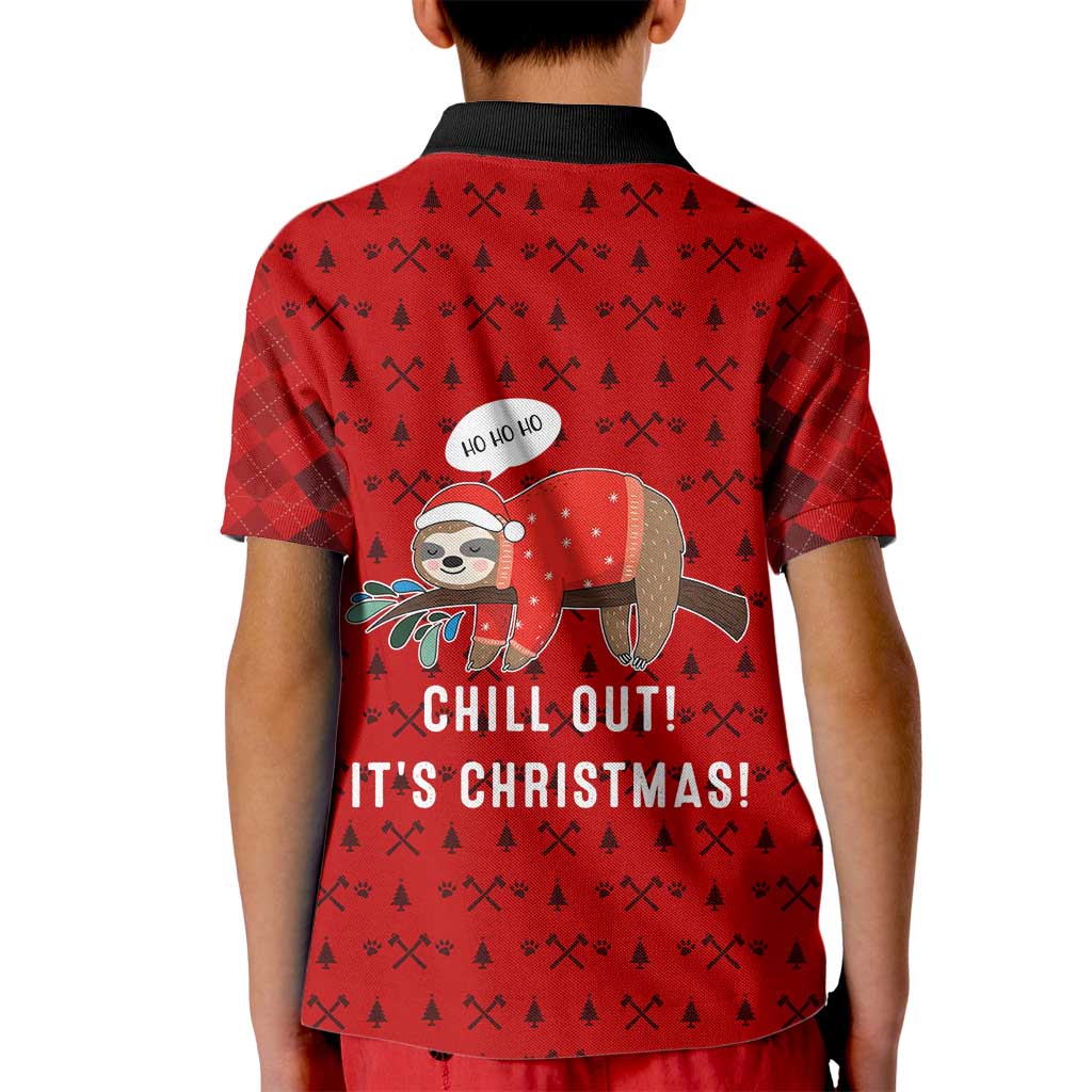 Sloth Chill Out Christmas Kid Polo Shirt Xmas Holiday Patterns - Wonder Print Shop