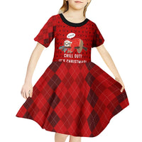 Sloth Chill Out Christmas Kid Short Sleeve Dress Xmas Holiday Patterns - Wonder Print Shop