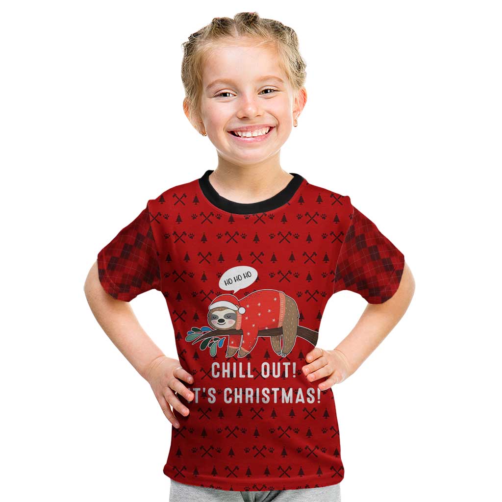 Sloth Chill Out Christmas Kid T Shirt Xmas Holiday Patterns - Wonder Print Shop