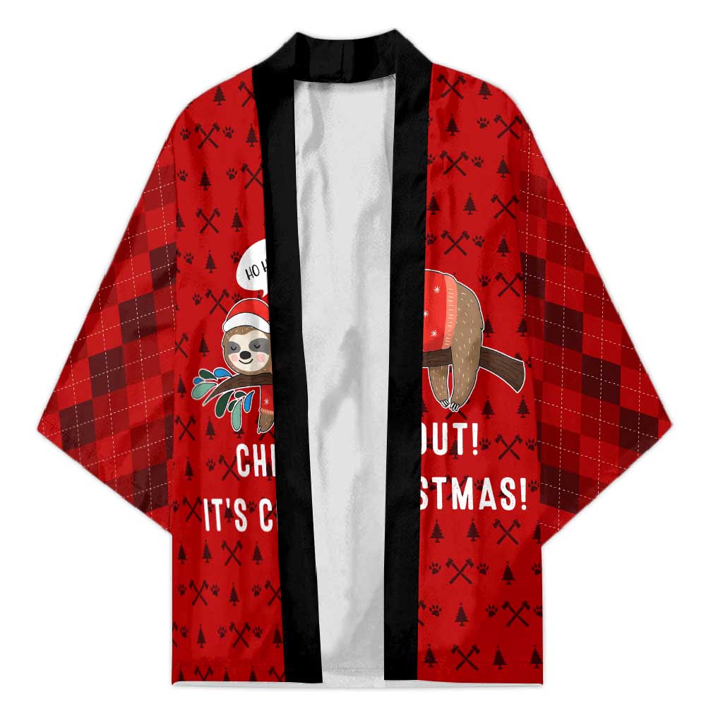 Sloth Chill Out Christmas Kimono Xmas Holiday Patterns - Wonder Print Shop