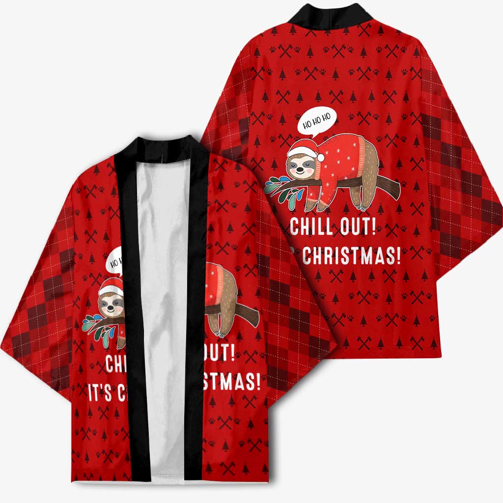 Sloth Chill Out Christmas Kimono Xmas Holiday Patterns - Wonder Print Shop