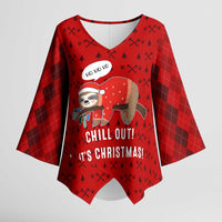 Sloth Chill Out Christmas Kimono Sleeve Blouse Xmas Holiday Patterns - Wonder Print Shop