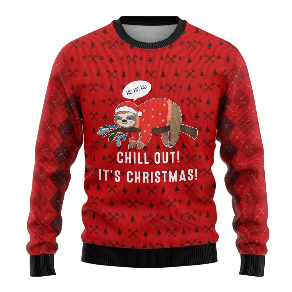 Sloth Chill Out Christmas Ugly Christmas Sweater Xmas Holiday Patterns - Wonder Print Shop