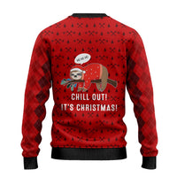 Sloth Chill Out Christmas Ugly Christmas Sweater Xmas Holiday Patterns - Wonder Print Shop