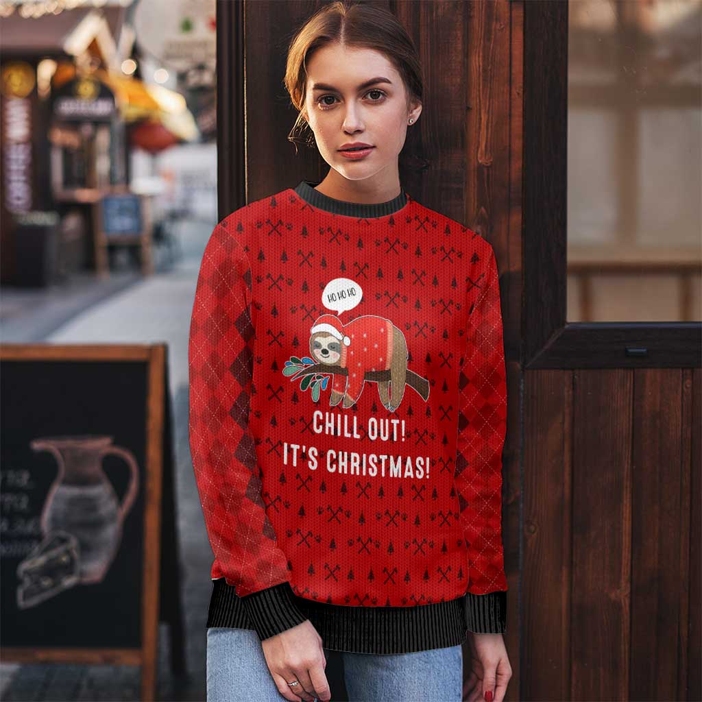 Sloth Chill Out Christmas Ugly Christmas Sweater Xmas Holiday Patterns - Wonder Print Shop