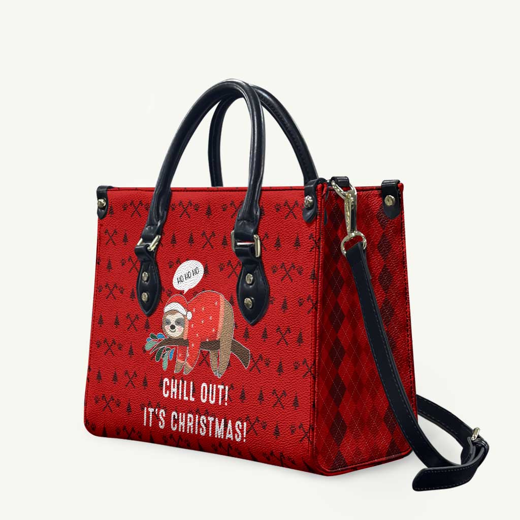 Sloth Chill Out Christmas Leather Bag Xmas Holiday Patterns - Wonder Print Shop