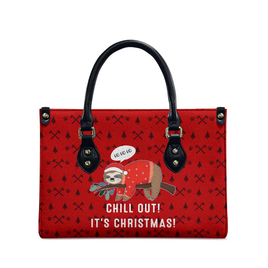 Sloth Chill Out Christmas Leather Bag Xmas Holiday Patterns - Wonder Print Shop