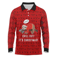 Sloth Chill Out Christmas Long Sleeve Polo Shirt Xmas Holiday Patterns - Wonder Print Shop