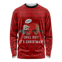 Sloth Chill Out Christmas Long Sleeve Shirt Xmas Holiday Patterns - Wonder Print Shop