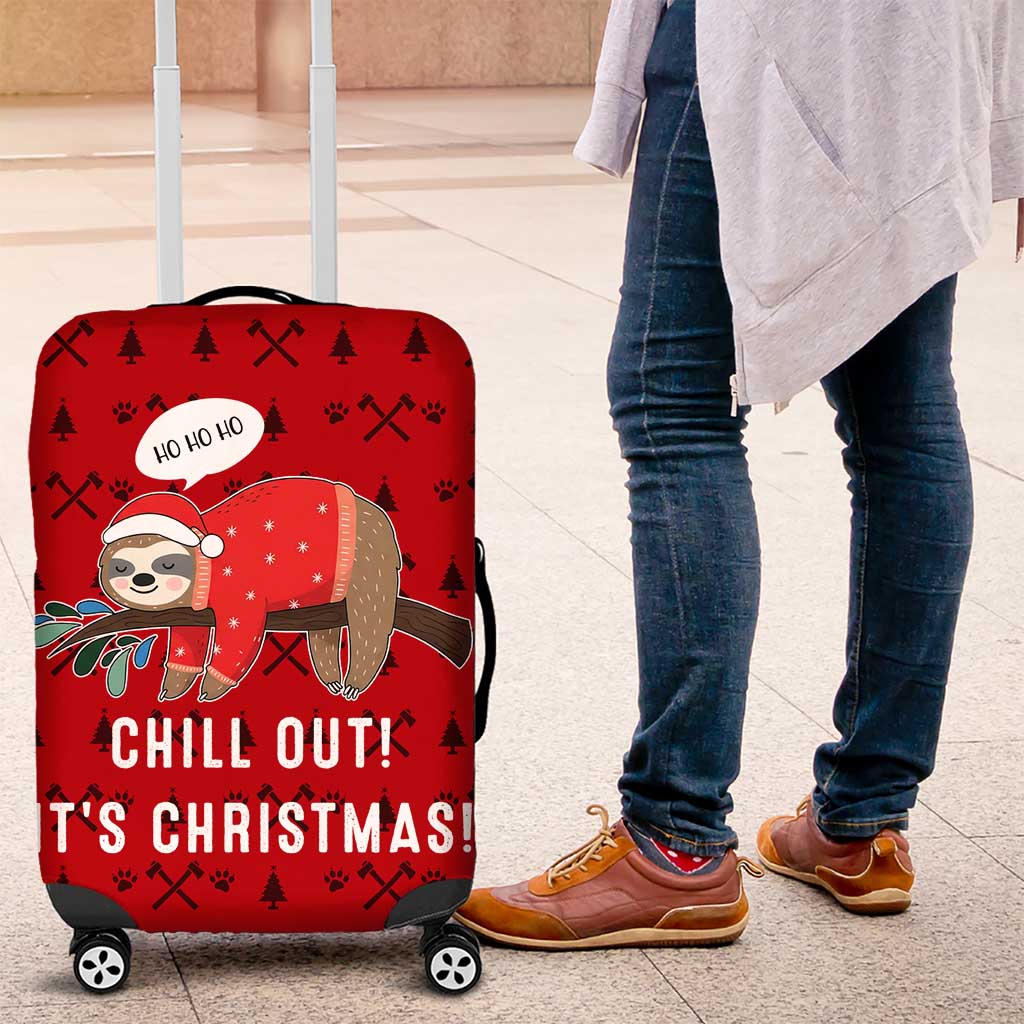 Sloth Chill Out Christmas Luggage Cover Xmas Holiday Patterns - Wonder Print Shop