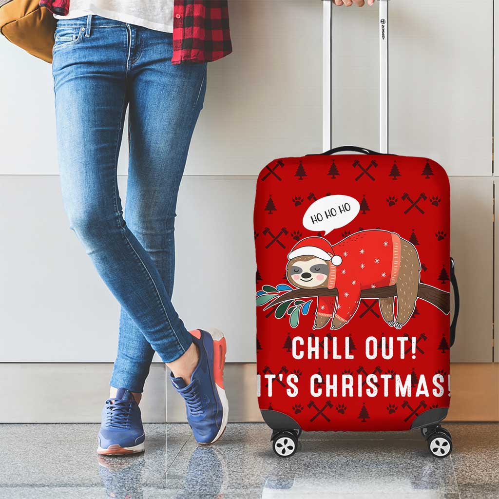 Sloth Chill Out Christmas Luggage Cover Xmas Holiday Patterns - Wonder Print Shop