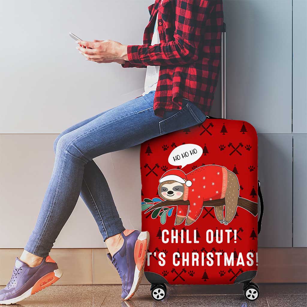 Sloth Chill Out Christmas Luggage Cover Xmas Holiday Patterns - Wonder Print Shop