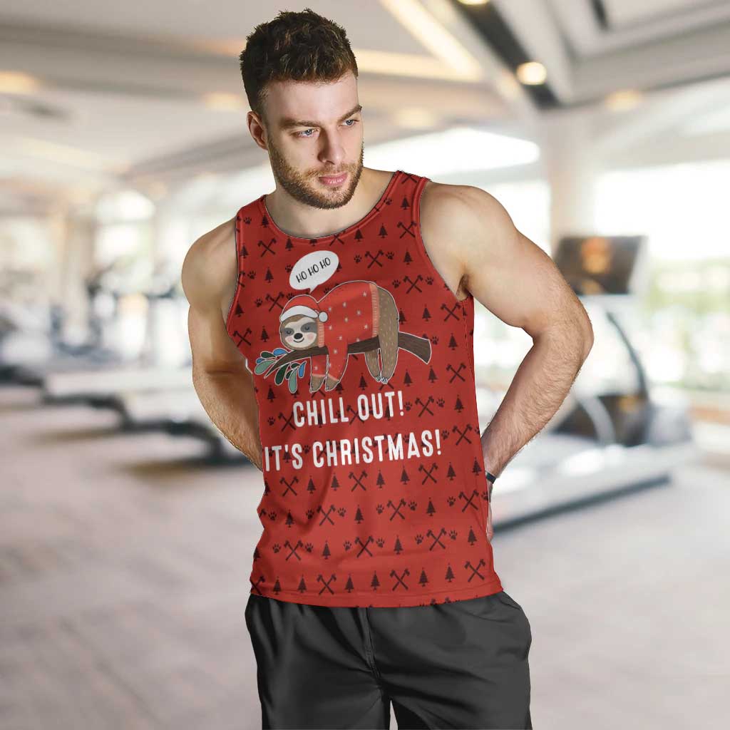 Sloth Chill Out Christmas Men Tank Top Xmas Holiday Patterns - Wonder Print Shop
