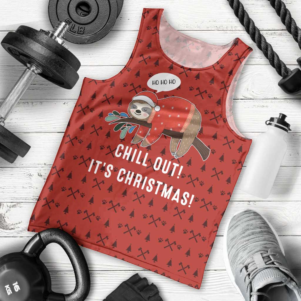 Sloth Chill Out Christmas Men Tank Top Xmas Holiday Patterns - Wonder Print Shop