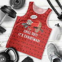 Sloth Chill Out Christmas Men Tank Top Xmas Holiday Patterns - Wonder Print Shop