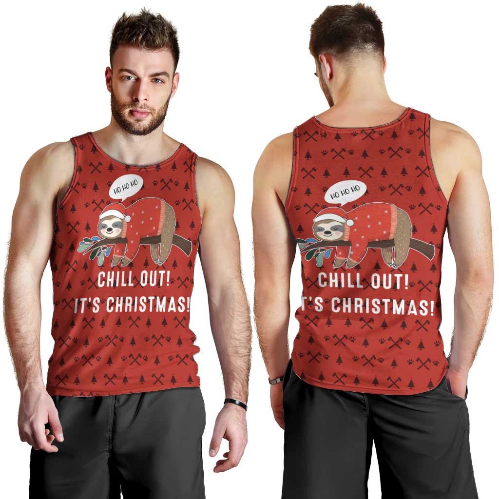Sloth Chill Out Christmas Men Tank Top Xmas Holiday Patterns - Wonder Print Shop