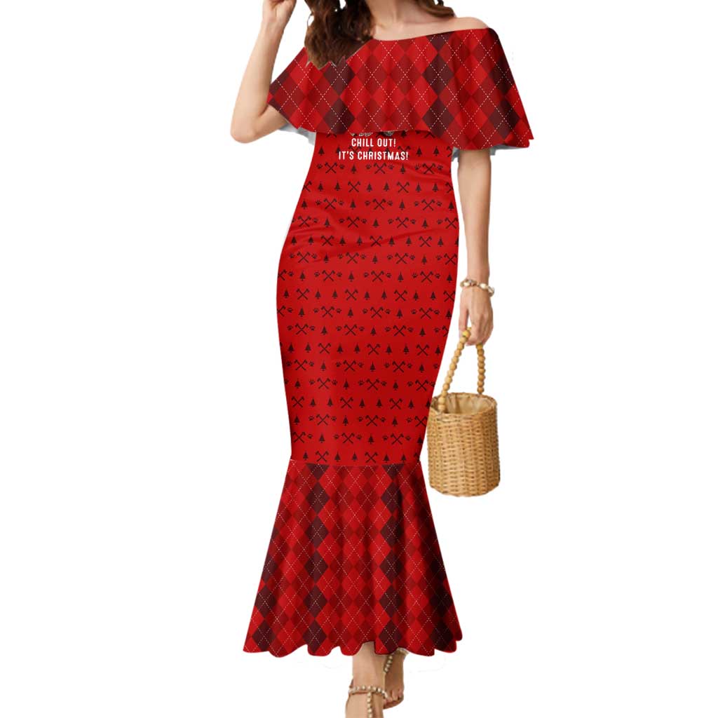 Sloth Chill Out Christmas Mermaid Dress Xmas Holiday Patterns - Wonder Print Shop