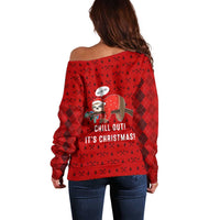 Sloth Chill Out Christmas Off Shoulder Sweater Xmas Holiday Patterns - Wonder Print Shop