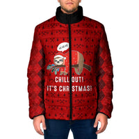 Sloth Chill Out Christmas Padded Jacket Xmas Holiday Patterns - Wonder Print Shop