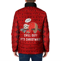 Sloth Chill Out Christmas Padded Jacket Xmas Holiday Patterns - Wonder Print Shop
